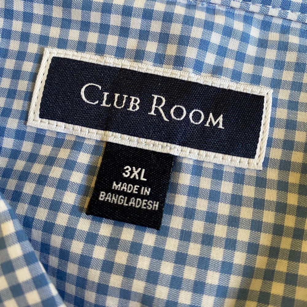 NWT Club Room Performance Button Down Shirt Men's Sz 3XL Blue White Check Preppy - Picture 14 of 16